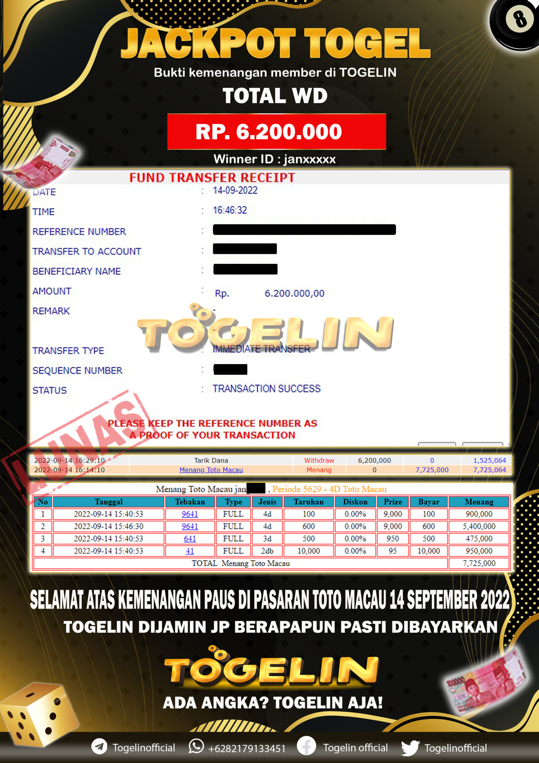 BUKTI JP TOGELIN 14 SEPTEMBER 2022